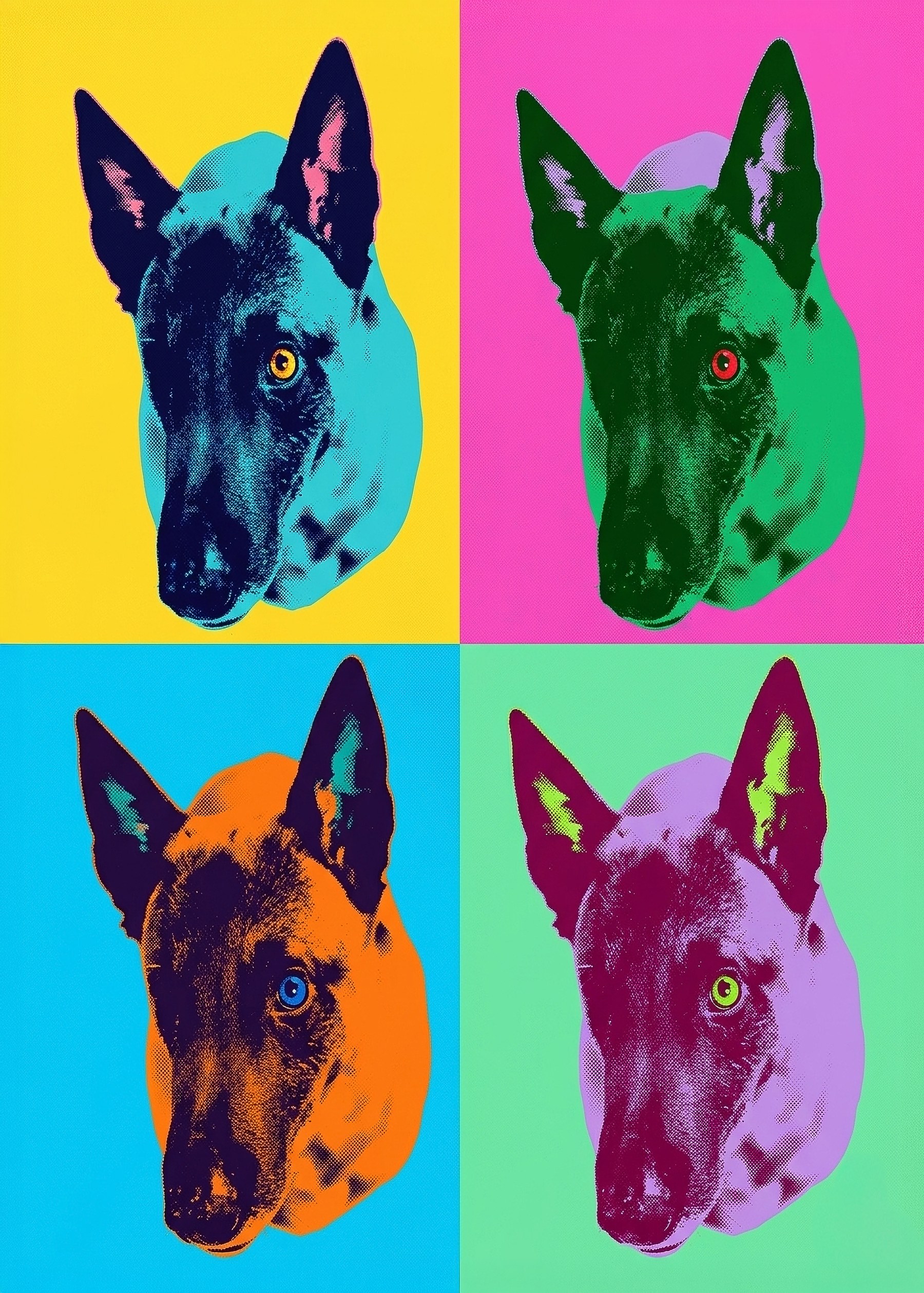 Malinois pop-art — fine art en quatre couleurs